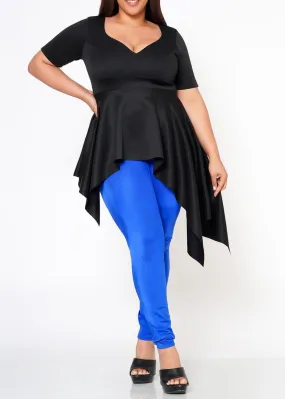 Hi Curvy Plus Size Asymmetric Peplum Top