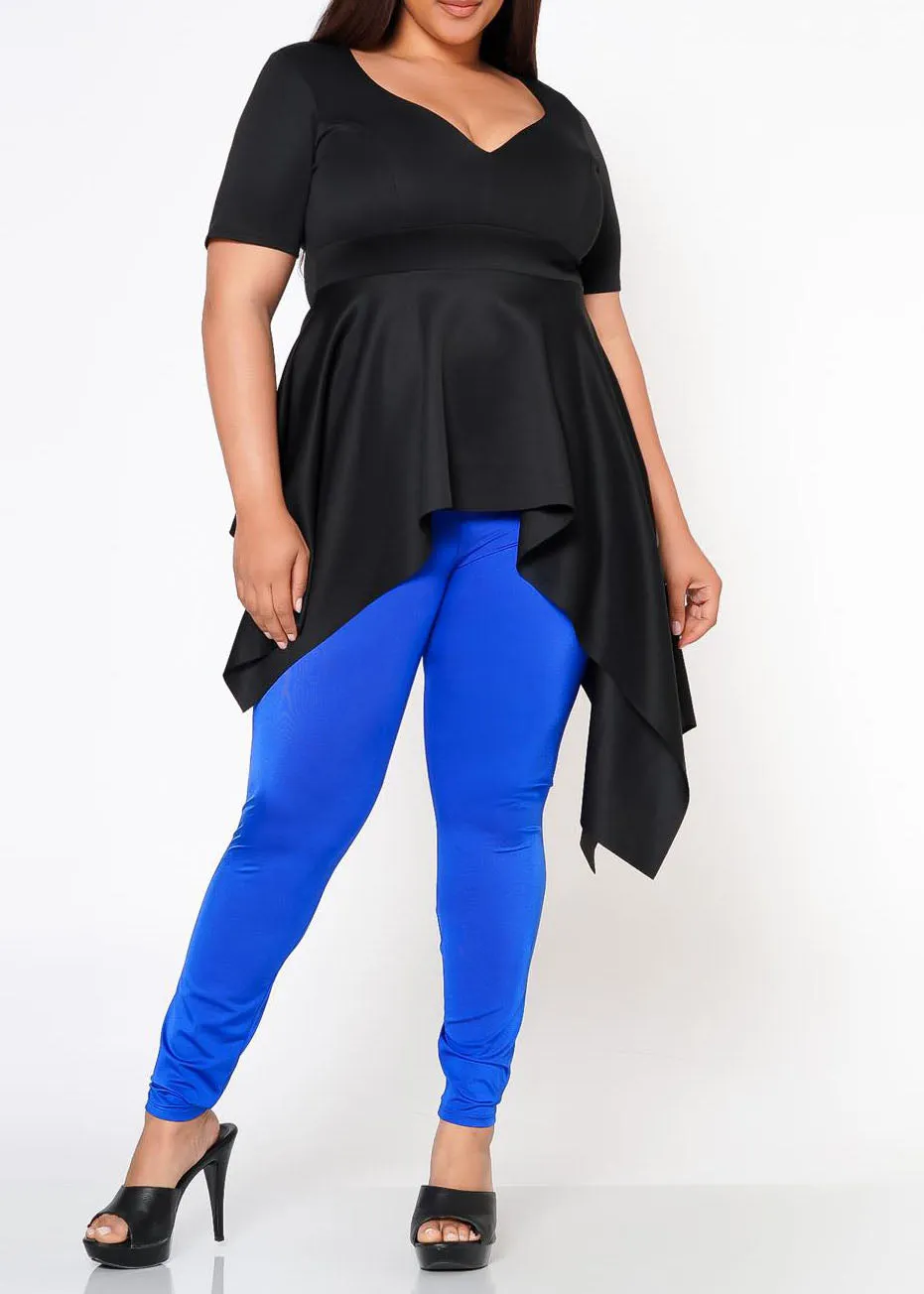 Hi Curvy Plus Size Asymmetric Peplum Top