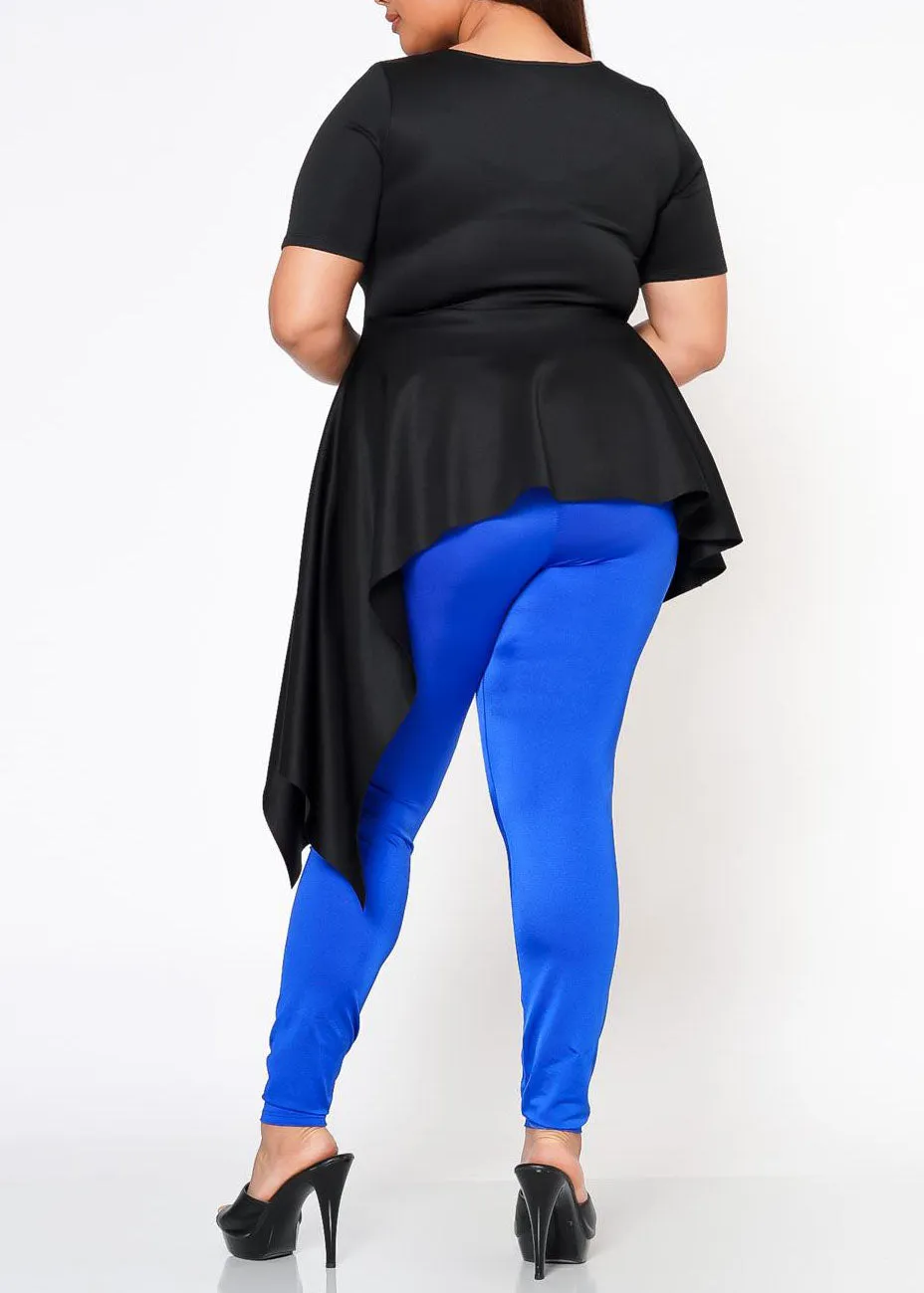 Hi Curvy Plus Size Asymmetric Peplum Top