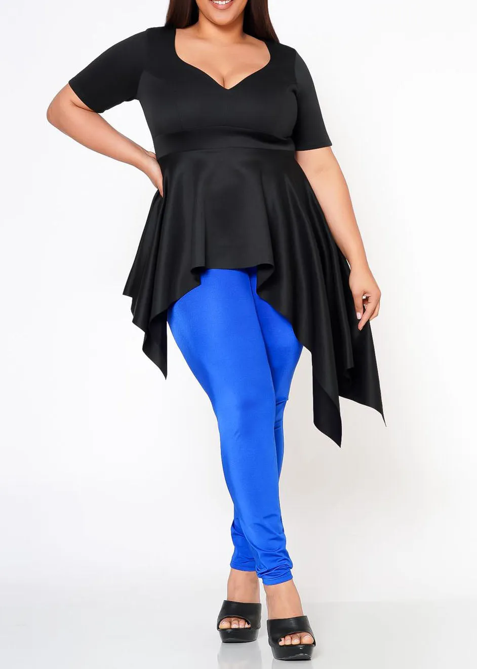 Hi Curvy Plus Size Asymmetric Peplum Top