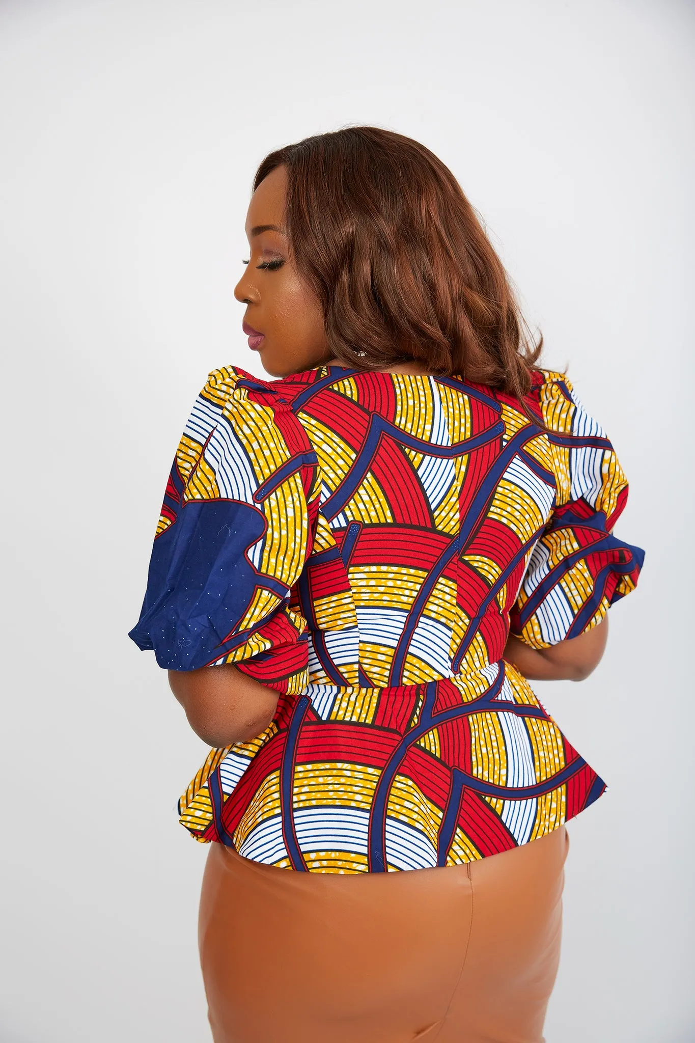 Just Arrived - African Print Peplum Blouse/Top - Malika