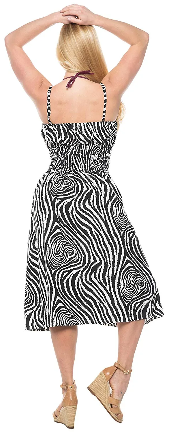 LA LEELA Soft  Printed Beach Halter Dresses  Long  Digital Black 736 One Size