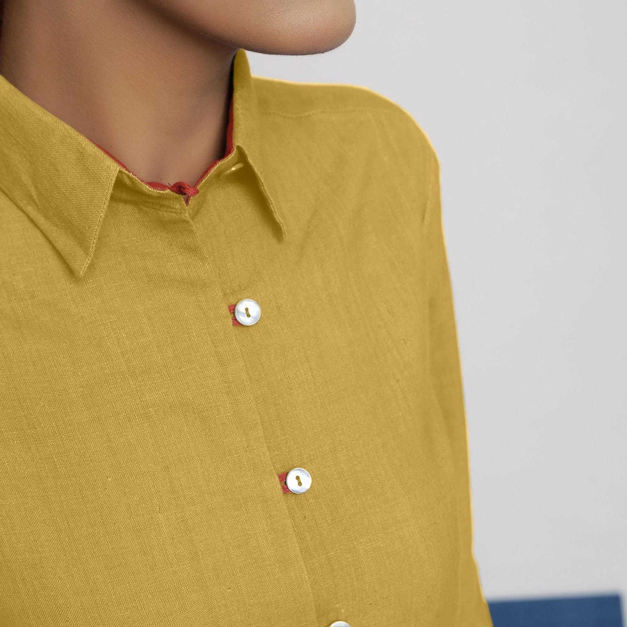 Light Yellow 100% Cotton Button-Down Shirt