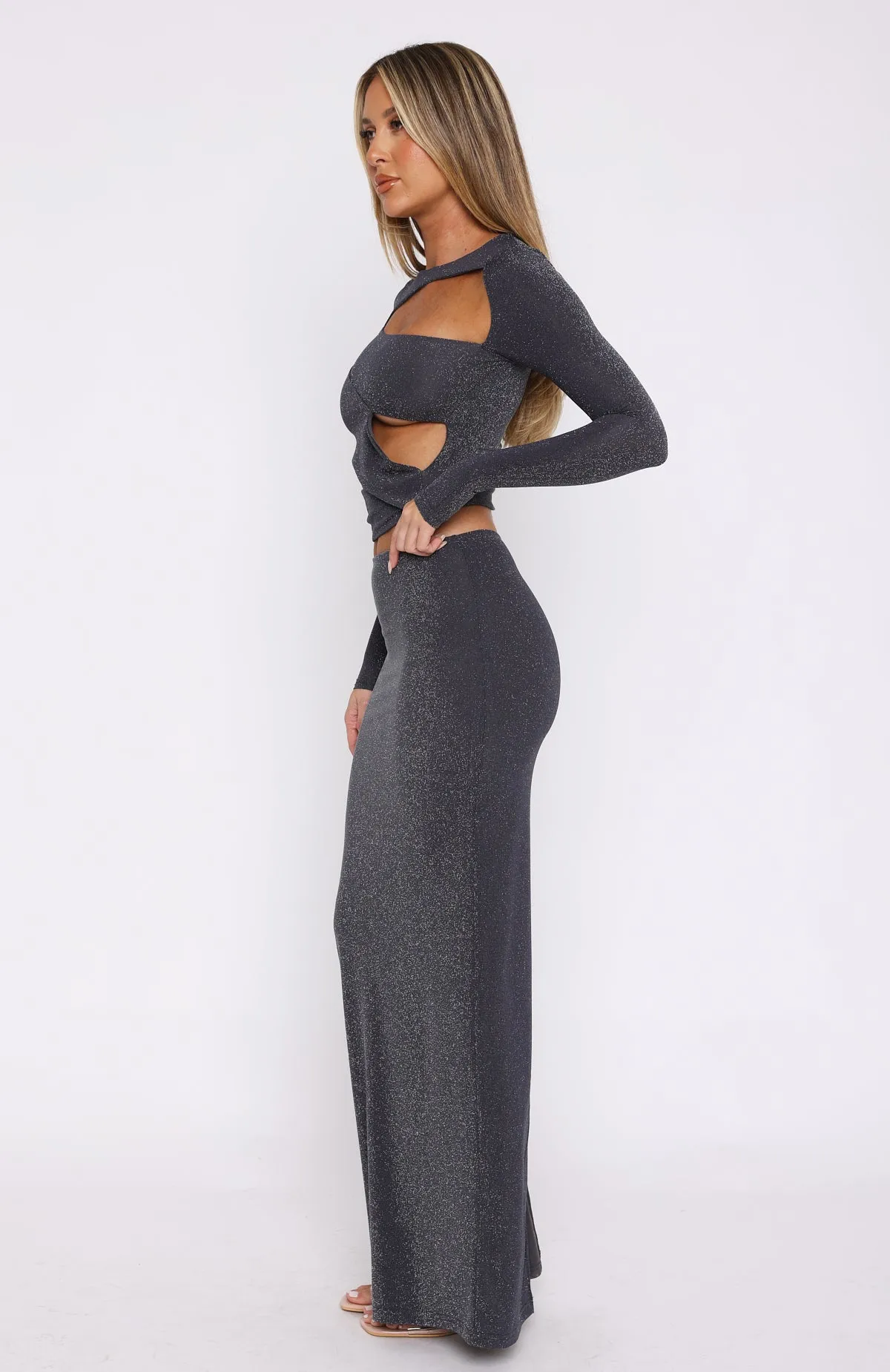 Lock Me Up Maxi Skirt Charcoal