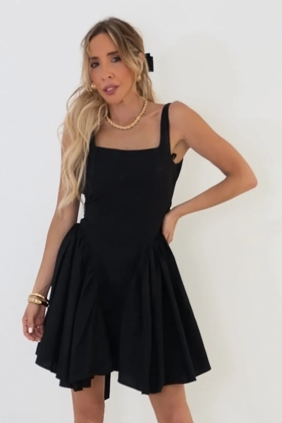 Mini Flare Dress - Black