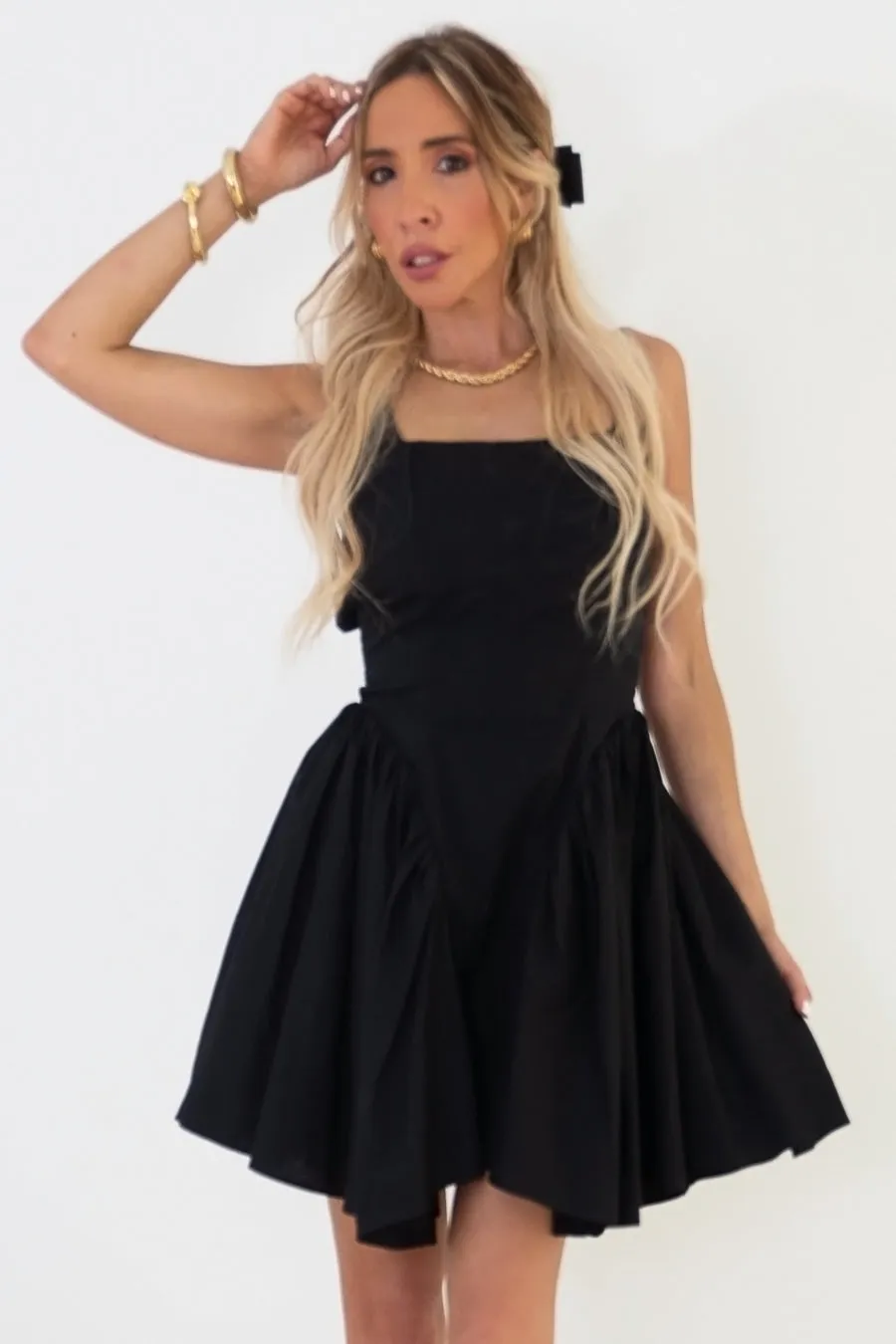 Mini Flare Dress - Black