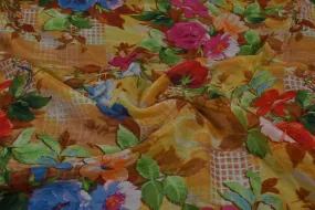 Multicolor Floral Printed Cotton Silk Fabric