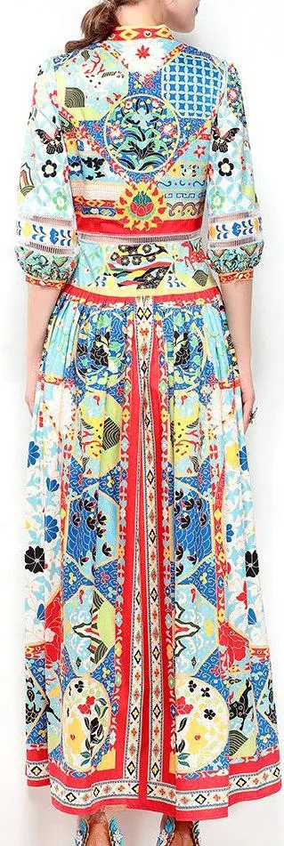 Multicolored Printed Dress