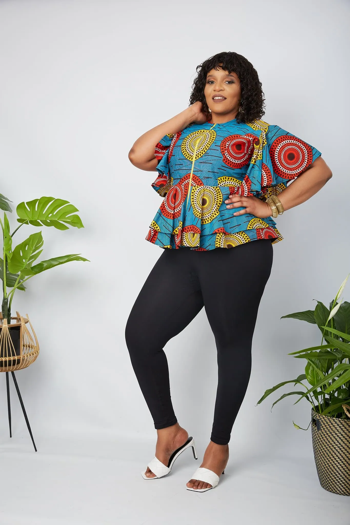 New in African Print Peplum Blouse/Top - Ruby