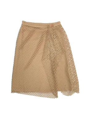 Nude Mesh Sarong Swim Skirt