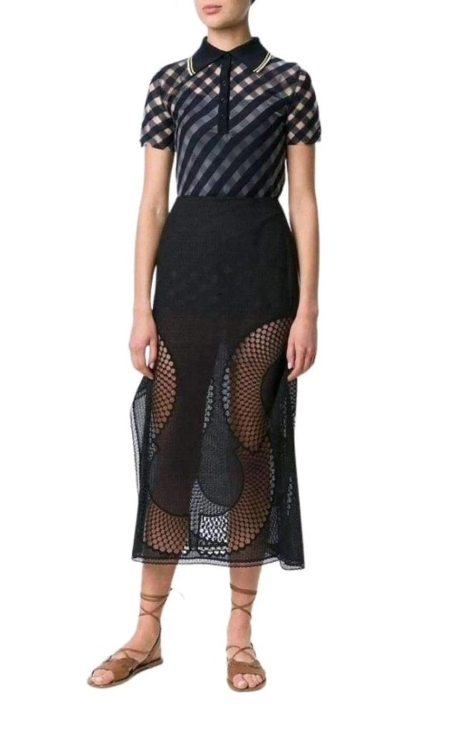 Perforated A-Line Black Skirt