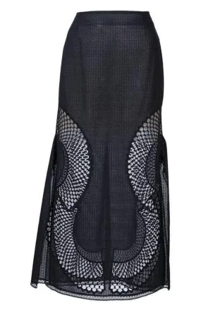 Perforated A-Line Black Skirt