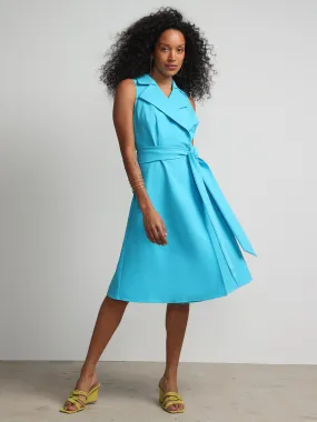 Petite Notch-Collar Belted Flare Dress - Fit To Flatter