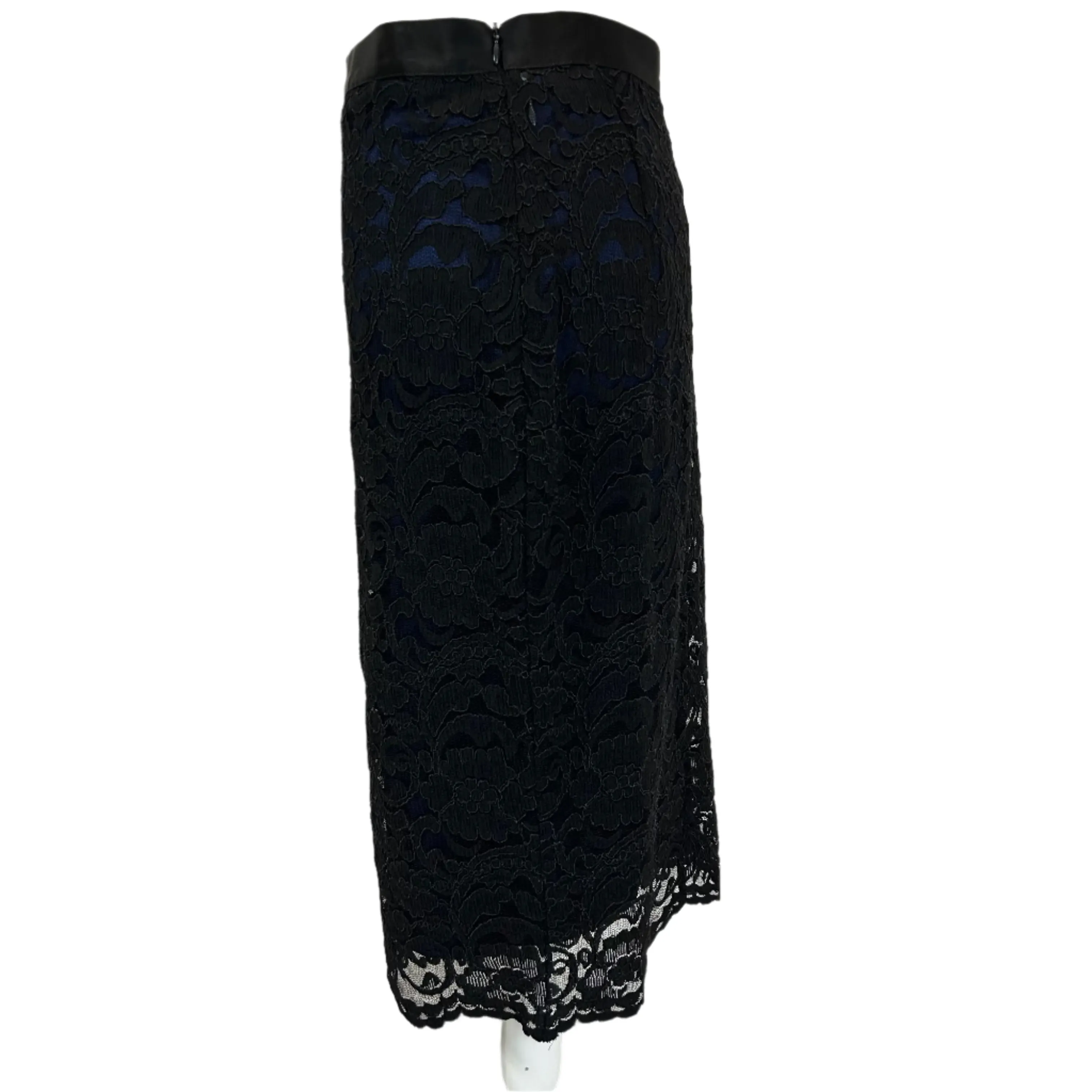 Pierre Balmain Black & Navy Lace Skirt M