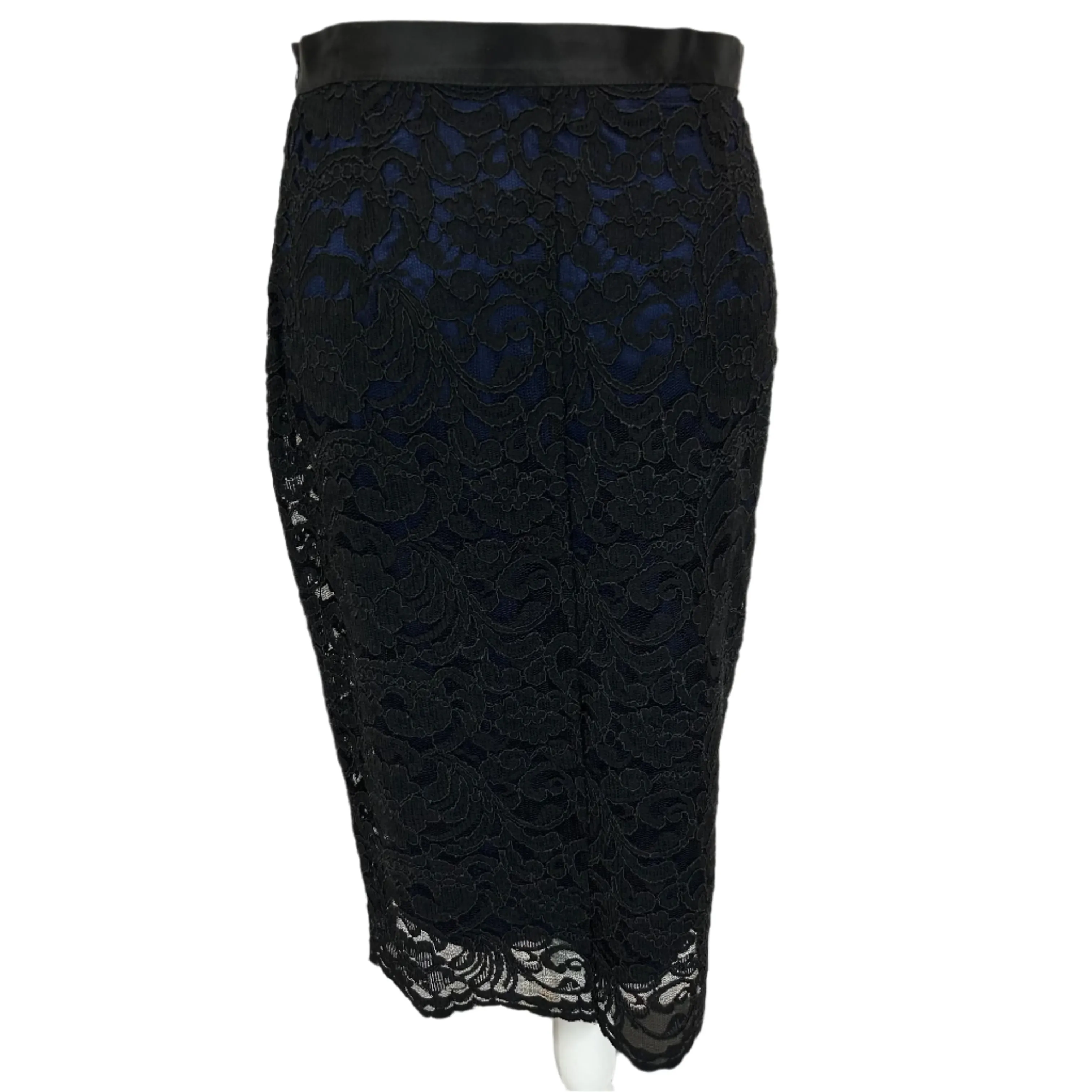 Pierre Balmain Black & Navy Lace Skirt M