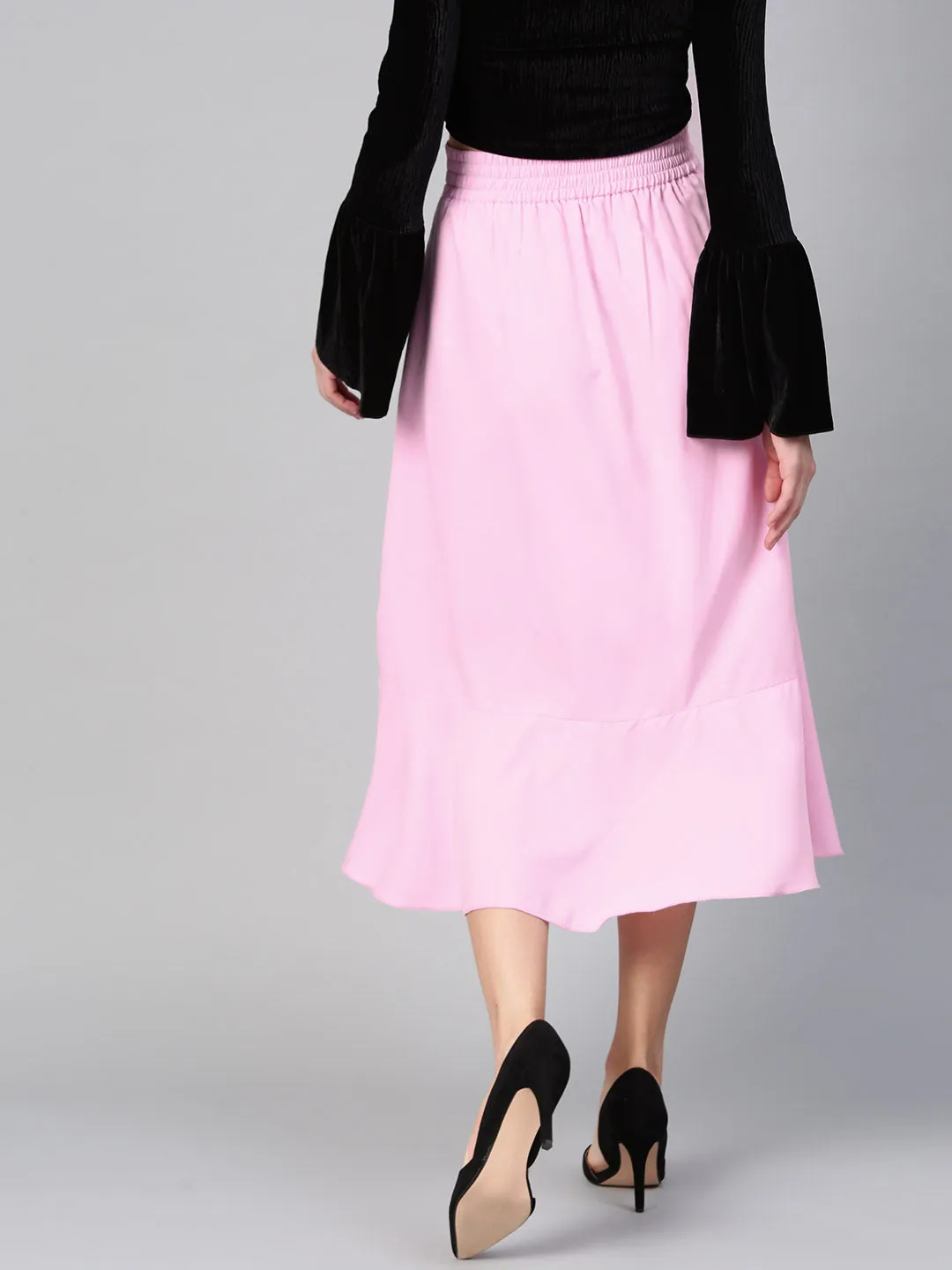 Pink A Line Front Slit Skirt (Sku- BLMG12811)