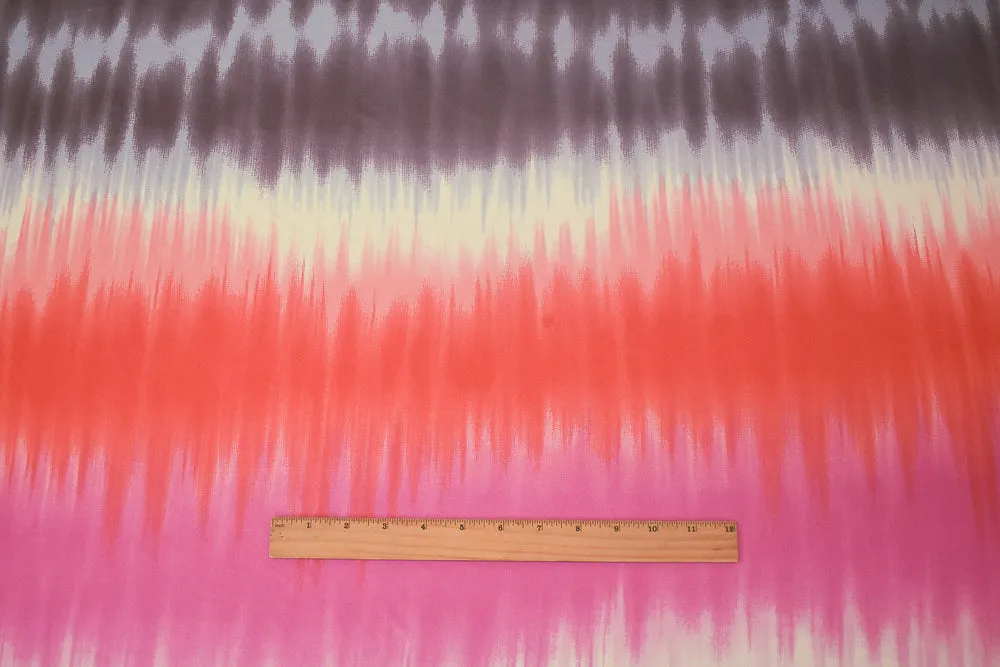 Pink-Mauve-Ivory Tie Dye Printed Stretch Silk Jersey Knit Fabric