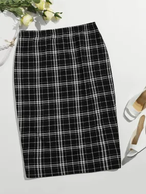 Plaid Midi Plus Size Skirt