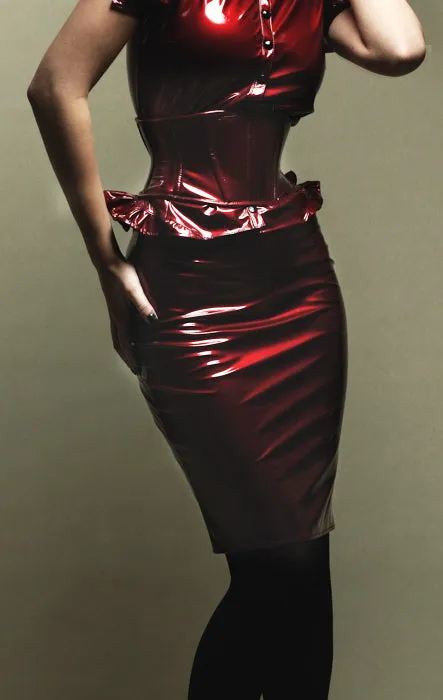 PVC Pencil Skirt with an invisible zipper (free length adjustment)