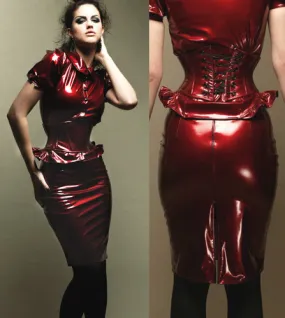 PVC Pencil Skirt with an invisible zipper (free length adjustment)