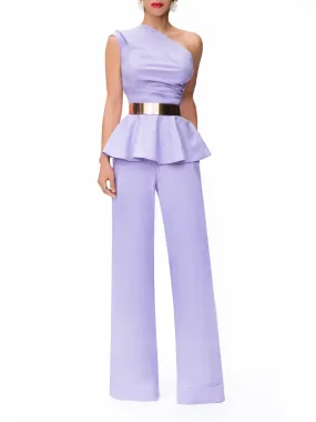 "Mykonos" Lavender One Shoulder Peplum Top