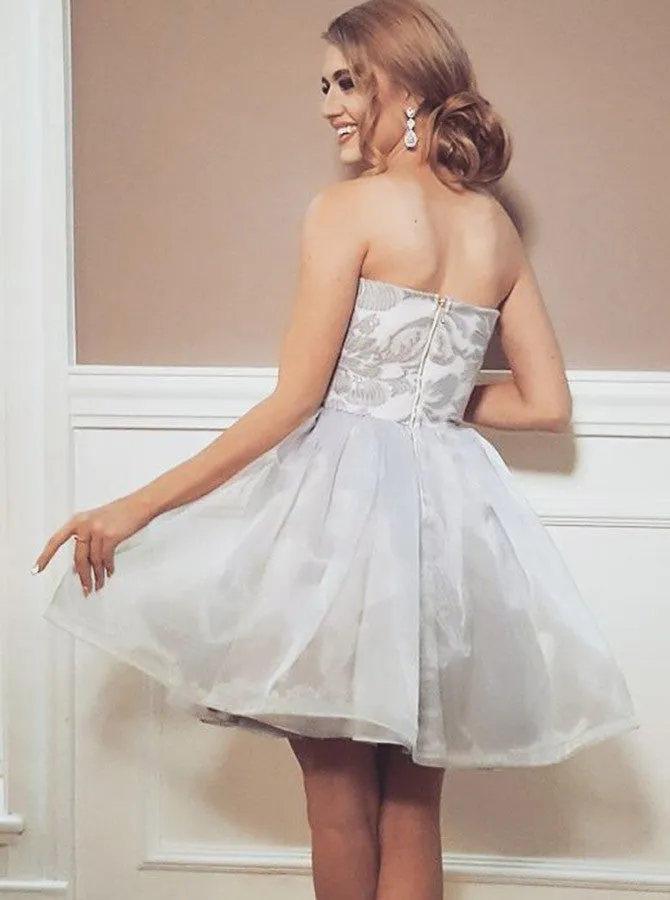 Romantic Organza Strapless Neckline A-line Cocktail Dresses CD063