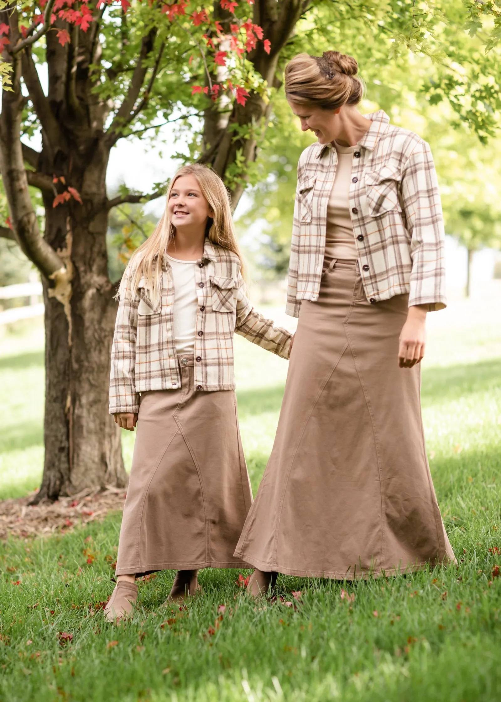 Ruth A-Line Long Khaki Skirt - FINAL SALE