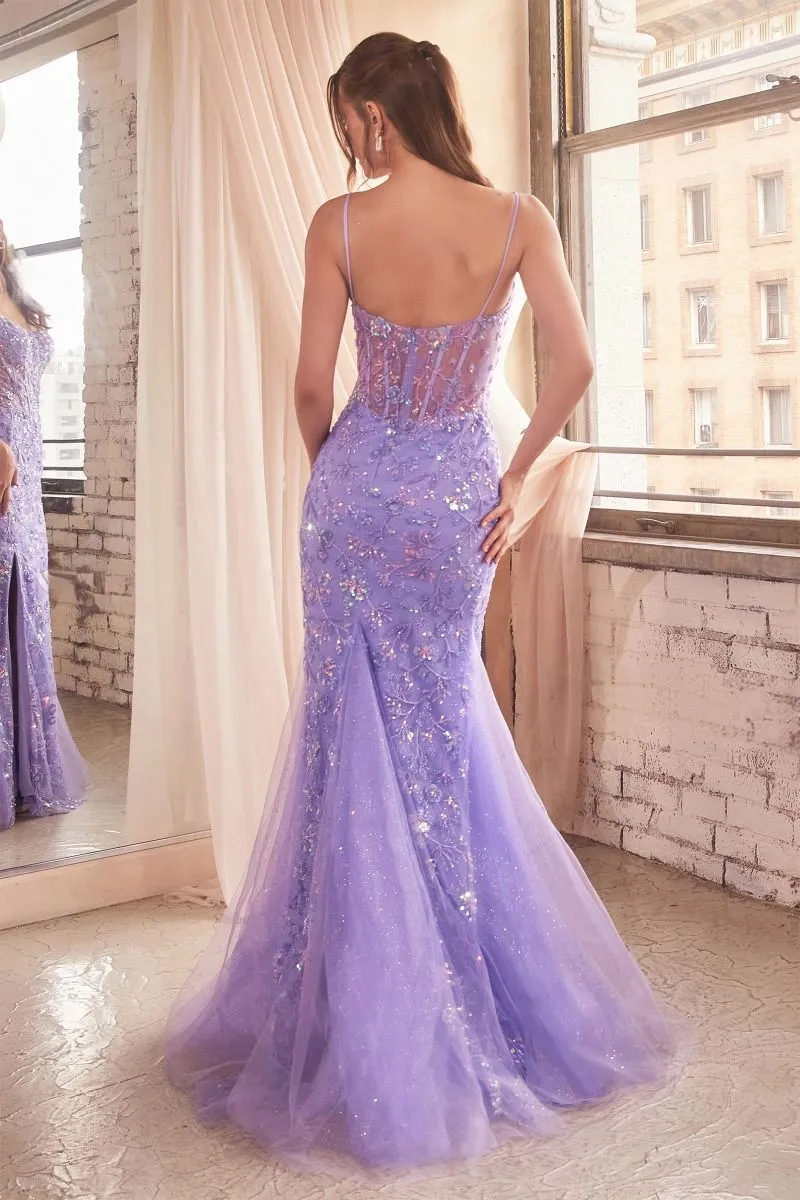 SEQUINED FIT & FLARE PURPLE DRESS