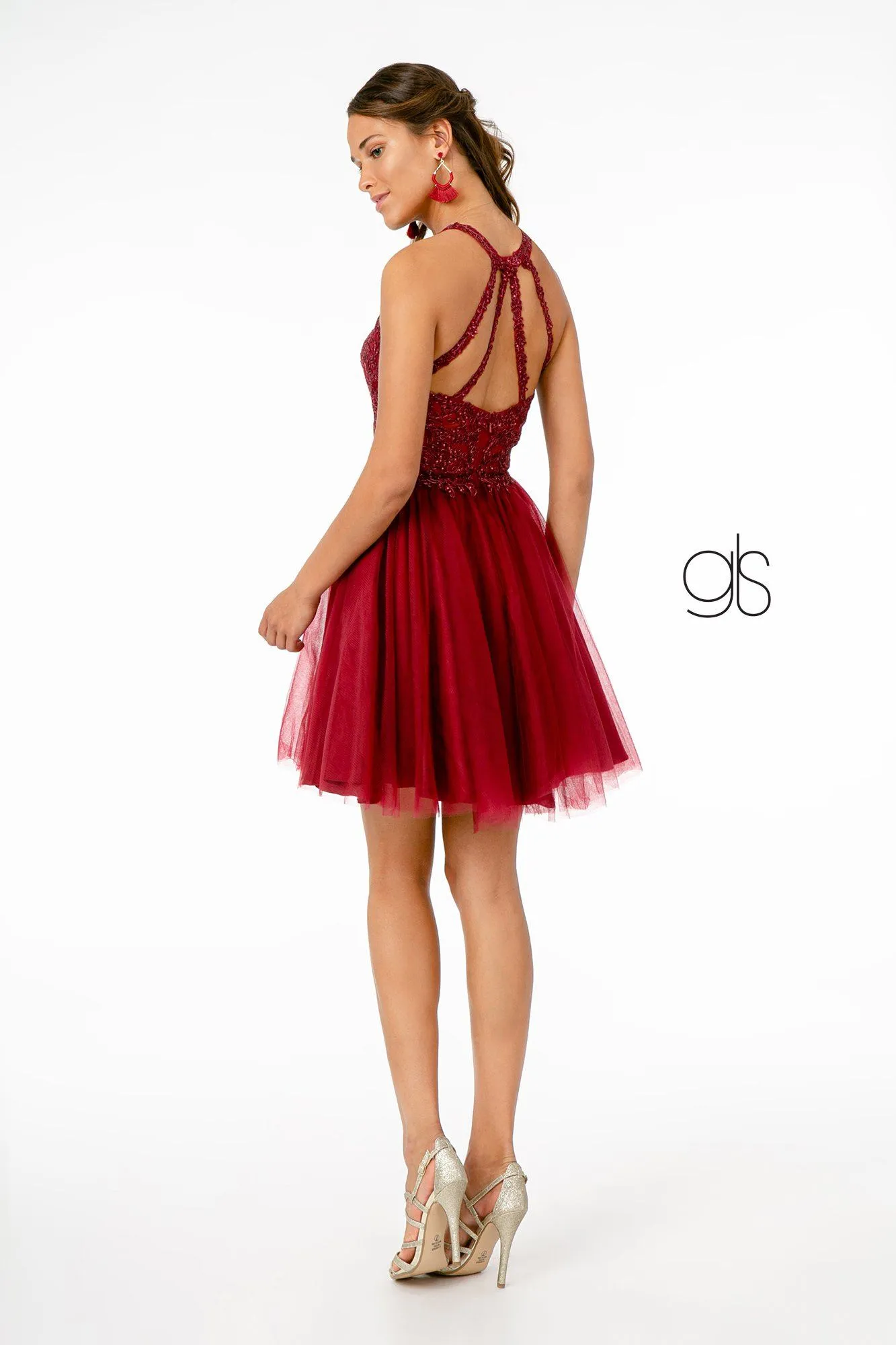 Short Tulle Dress with Embroidered Bodice by Elizabeth K GS2809