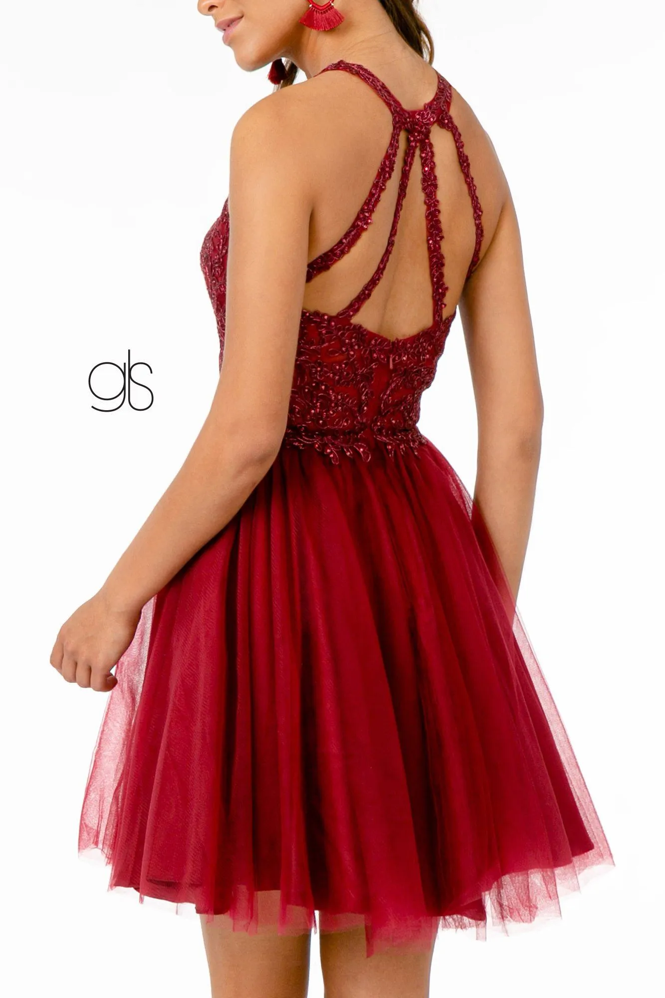 Short Tulle Dress with Embroidered Bodice by Elizabeth K GS2809