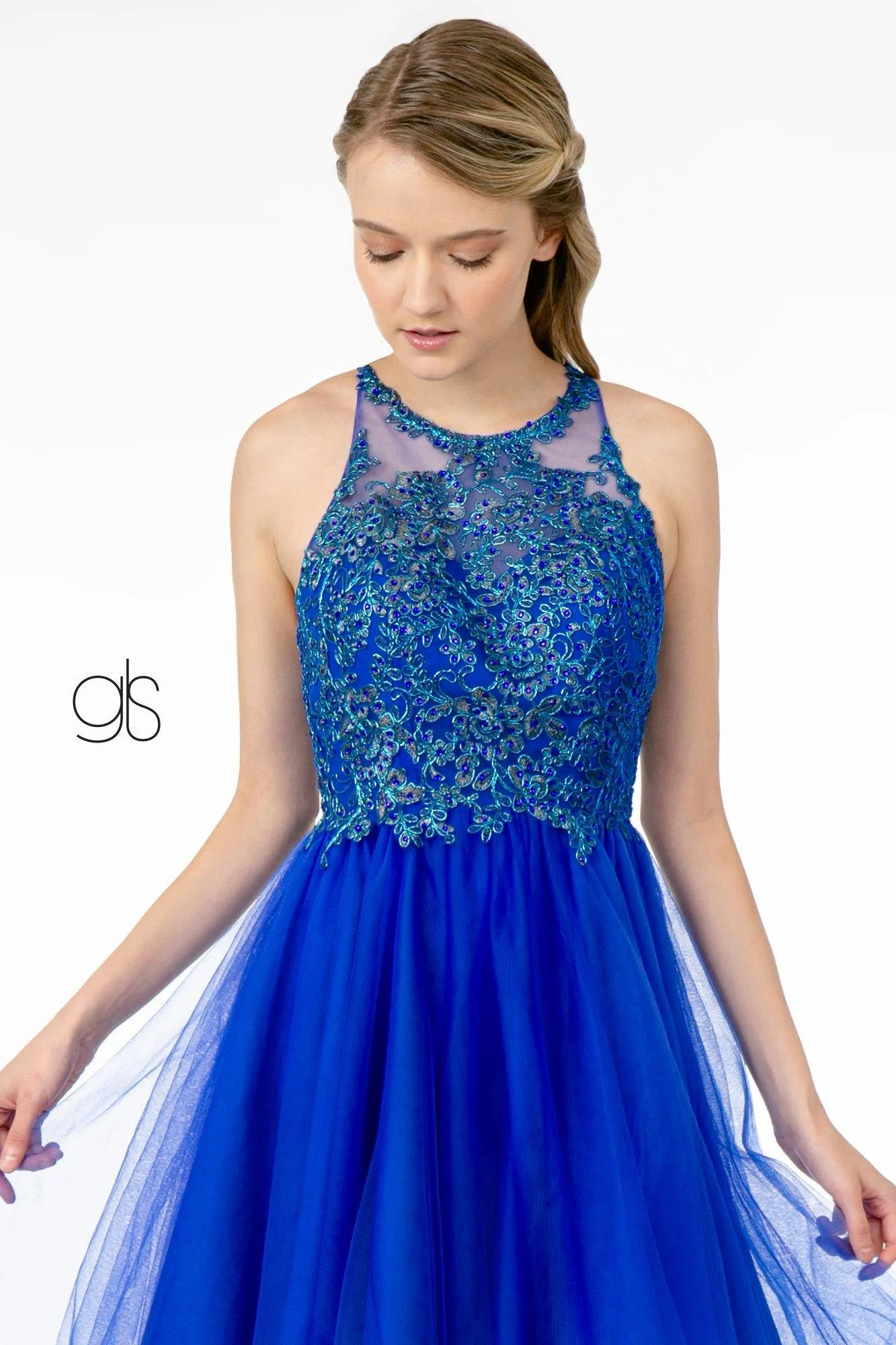 Short Tulle Dress with Embroidered Bodice by Elizabeth K GS2809