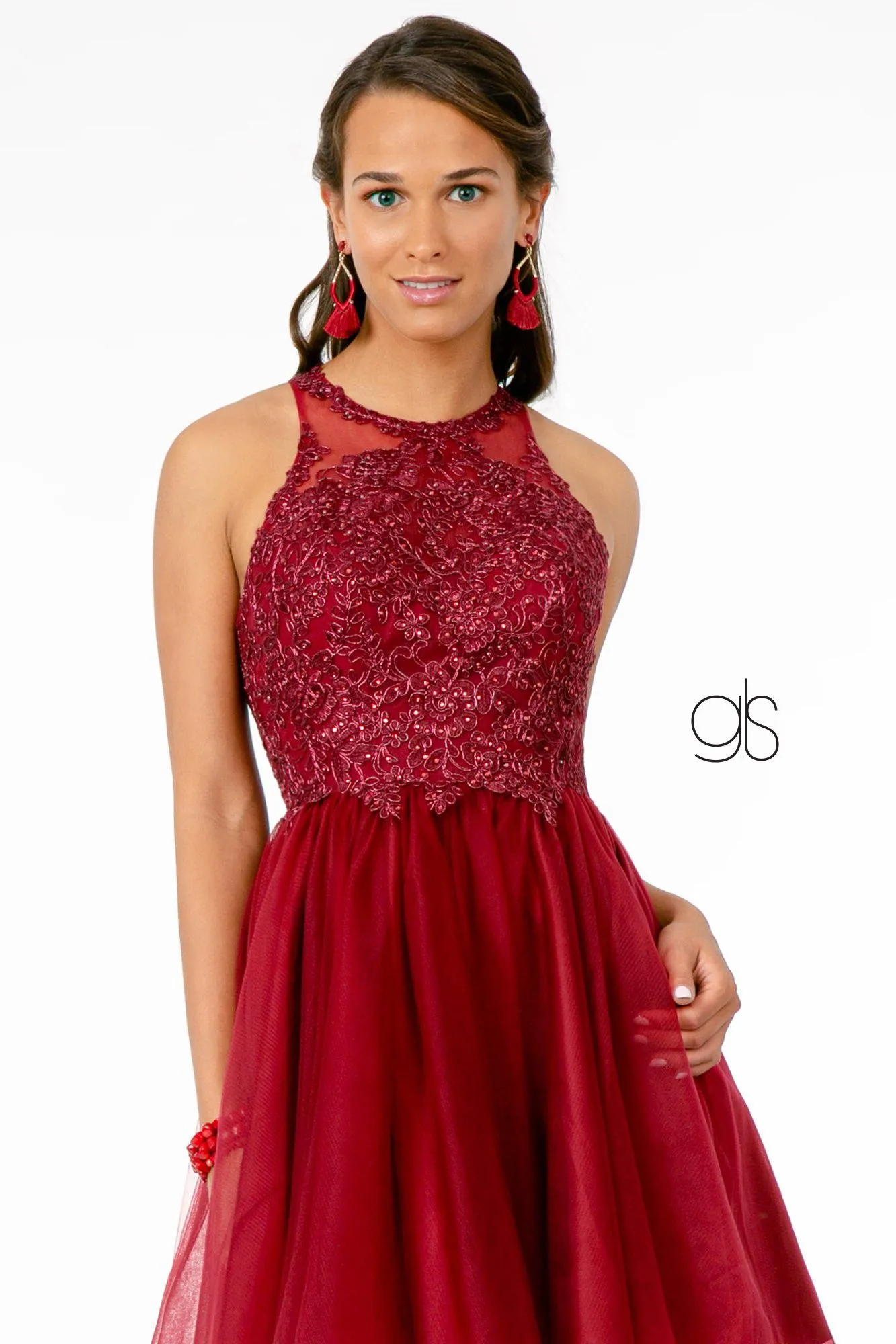 Short Tulle Dress with Embroidered Bodice by Elizabeth K GS2809