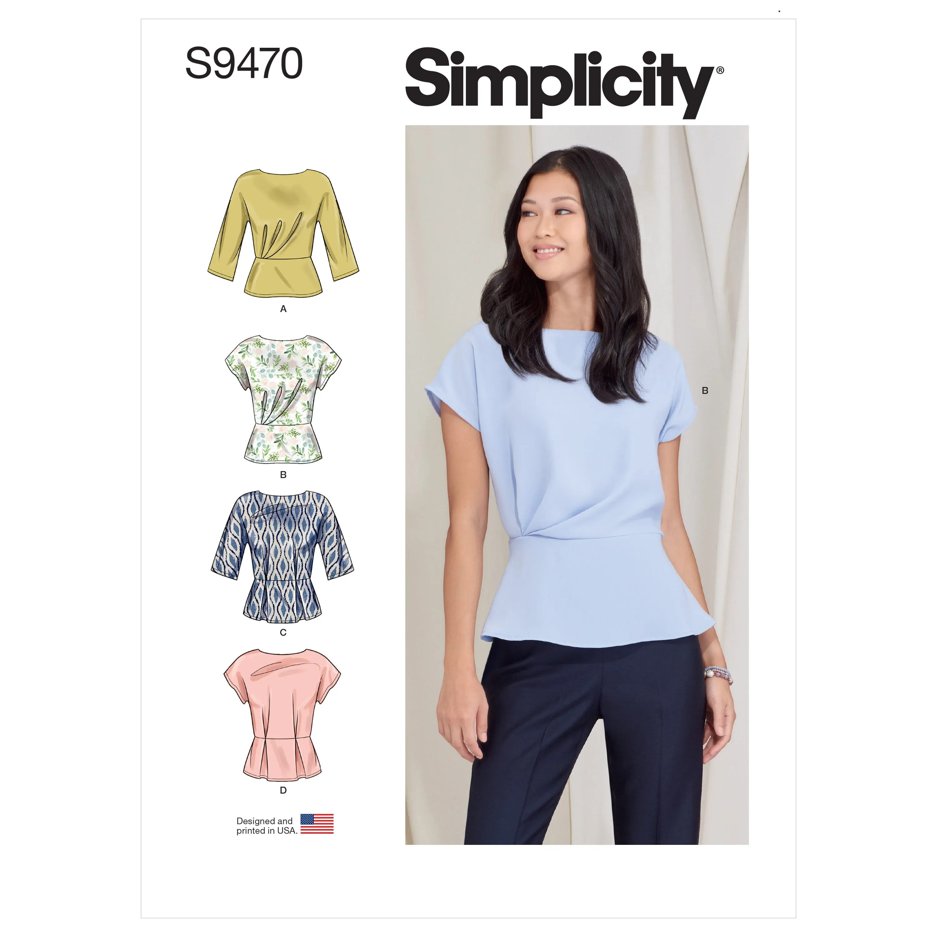 Simplicity Sewing Pattern 9470 Misses Tops