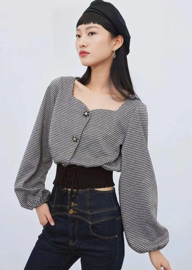 STONE BUTTON PUFF SLEEVE TOPS