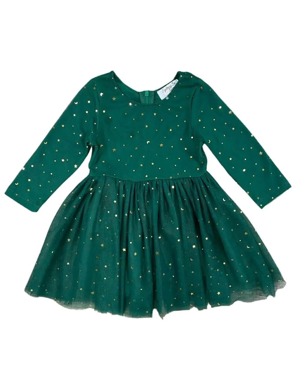 Superstar Green & Gold Star Girls Chiffon Dress