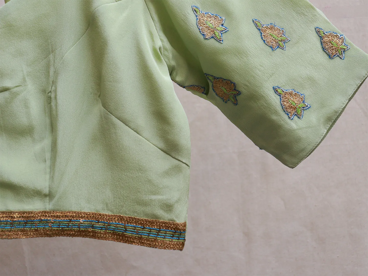 Tea Green, crepe silk blouse