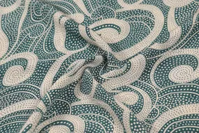 Teal & White 60 Gram Printed Silk Crepe Fabric