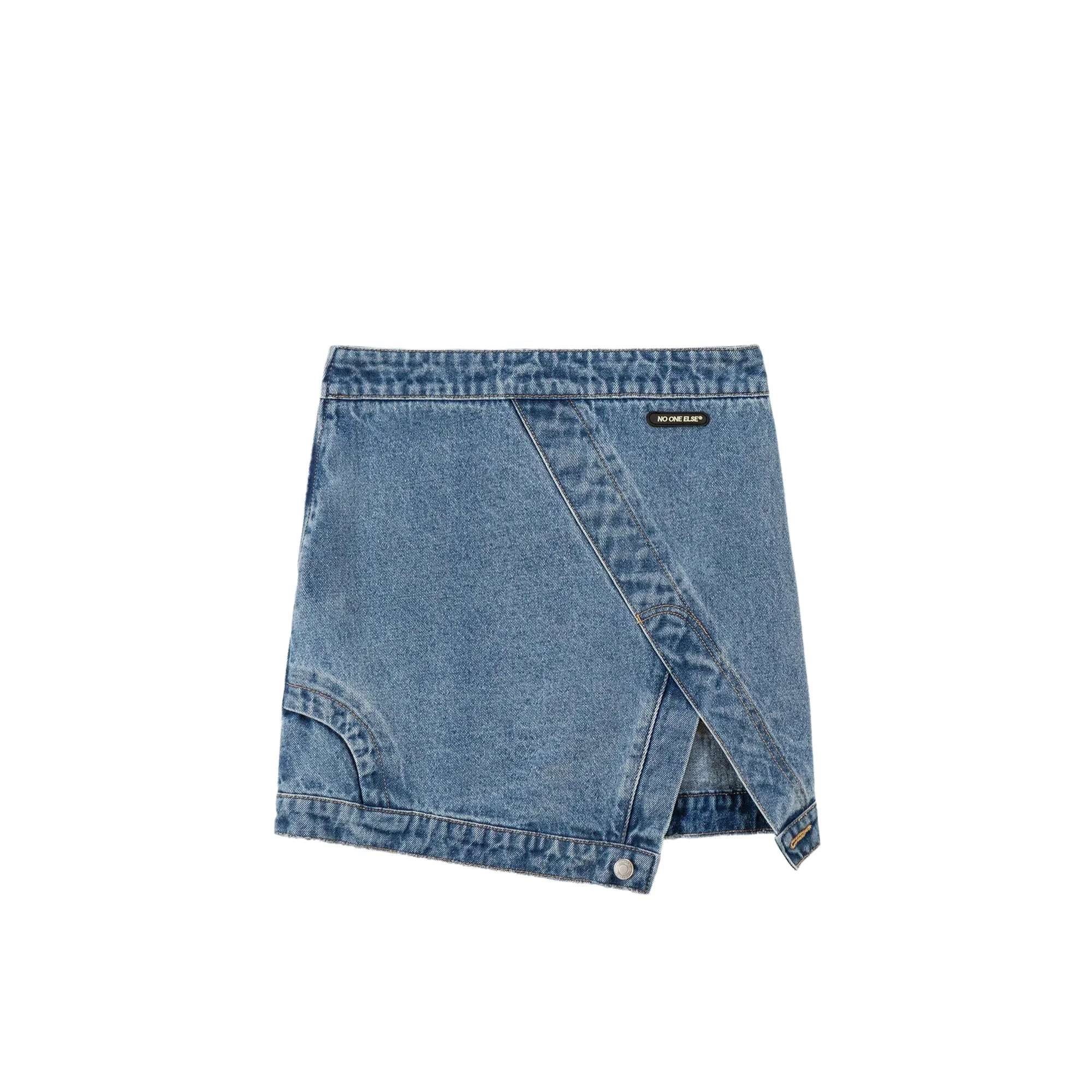 Unbalanced A-Line Denim Skirt