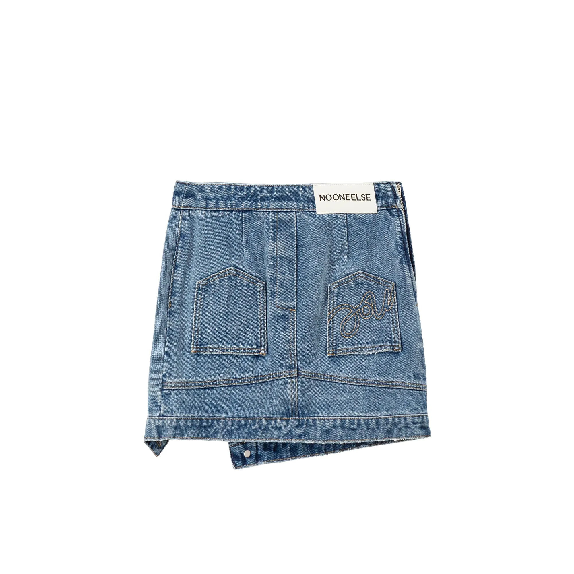 Unbalanced A-Line Denim Skirt