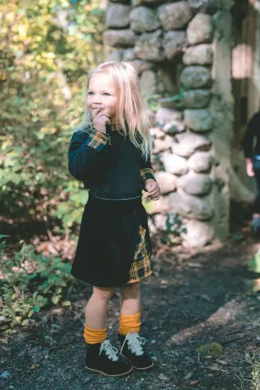 Velvet Plaid Skirt with Plaid Turtleneck