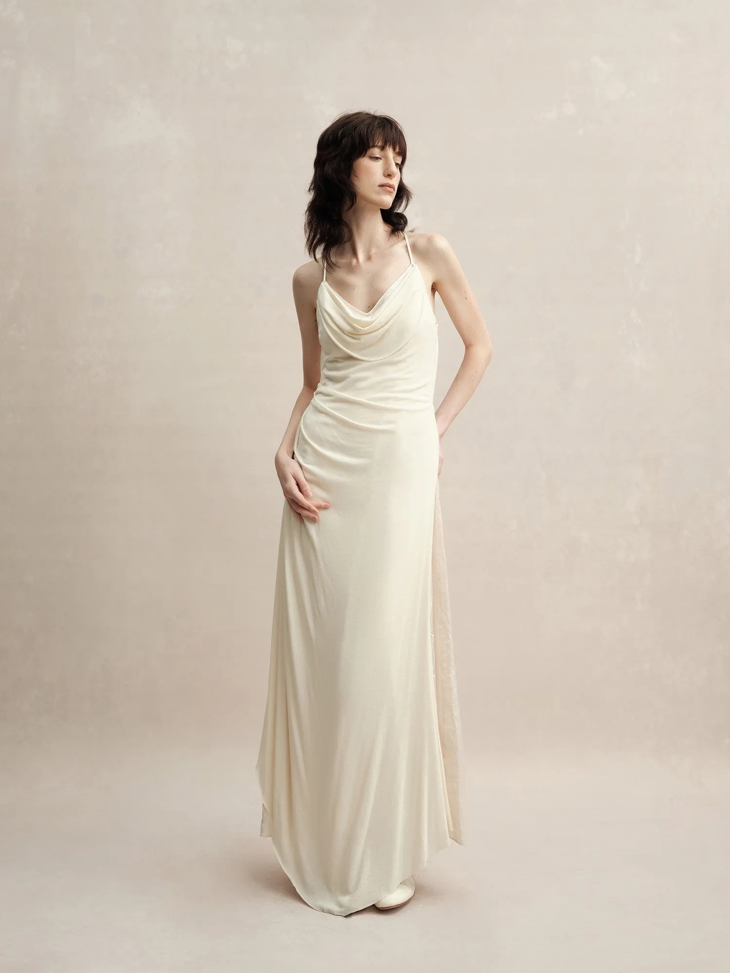 White Knitted Scoop Neck Maxi Dress