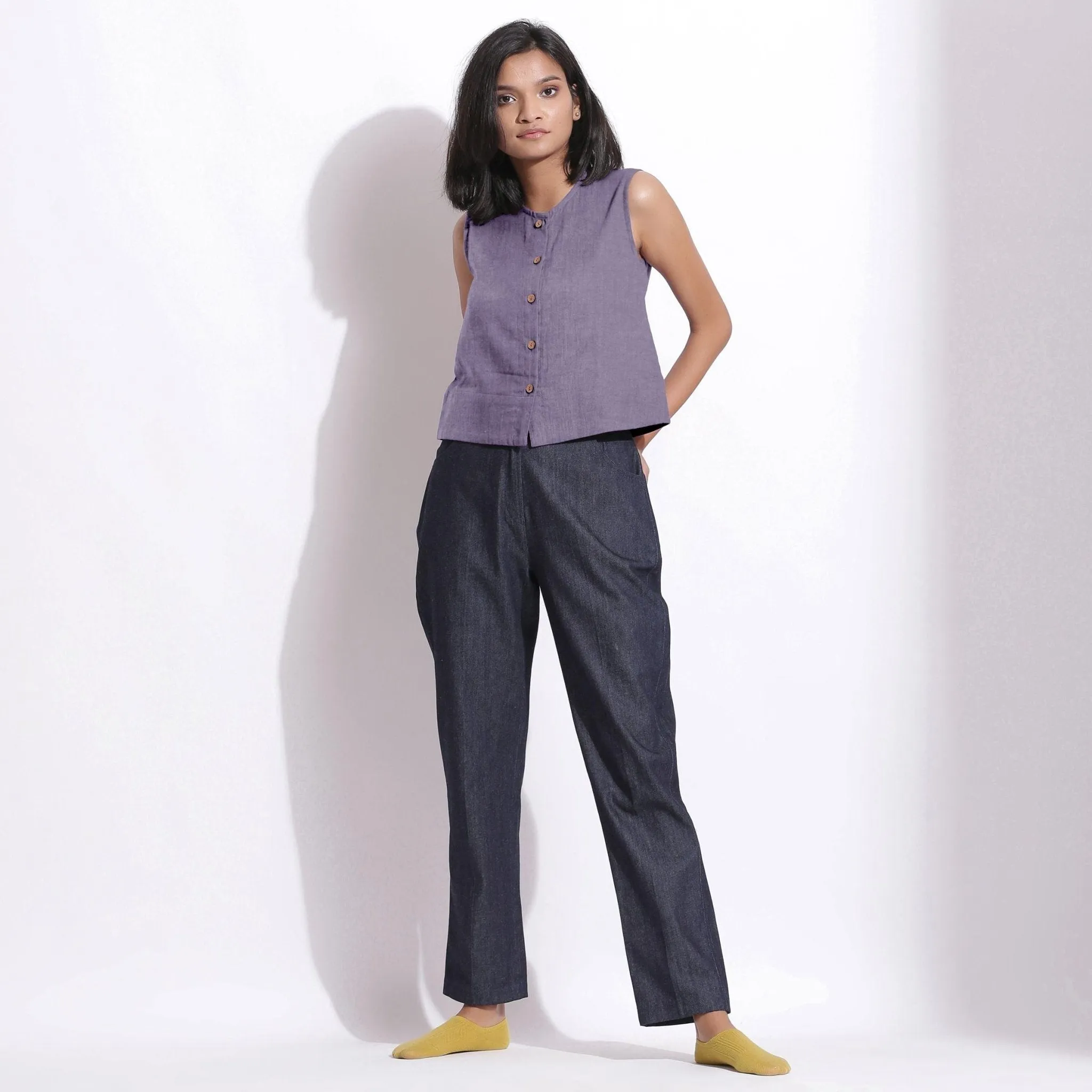 Wisteria 100% Linen Button-Down Short Top