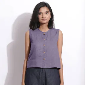 Wisteria 100% Linen Button-Down Short Top