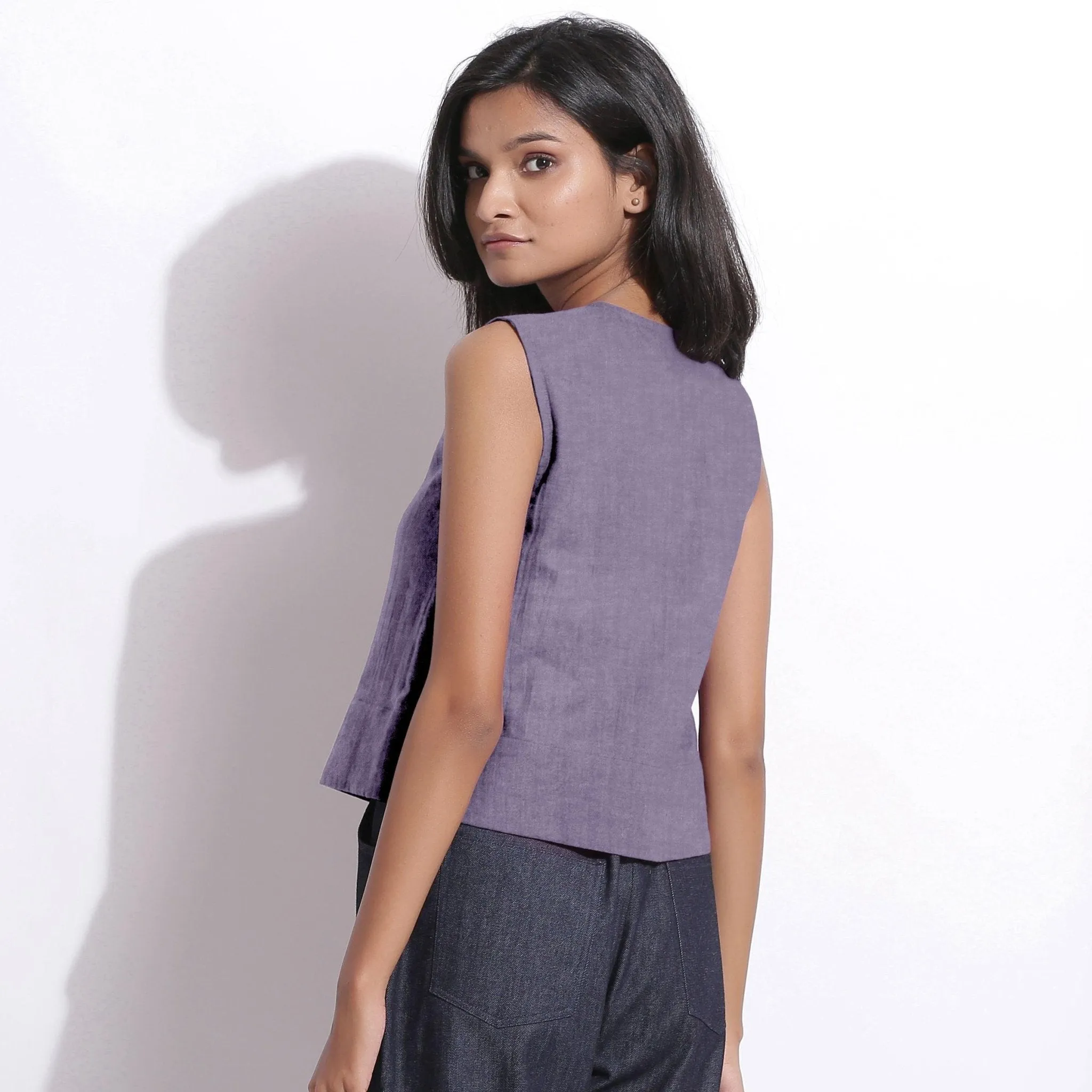 Wisteria 100% Linen Button-Down Short Top