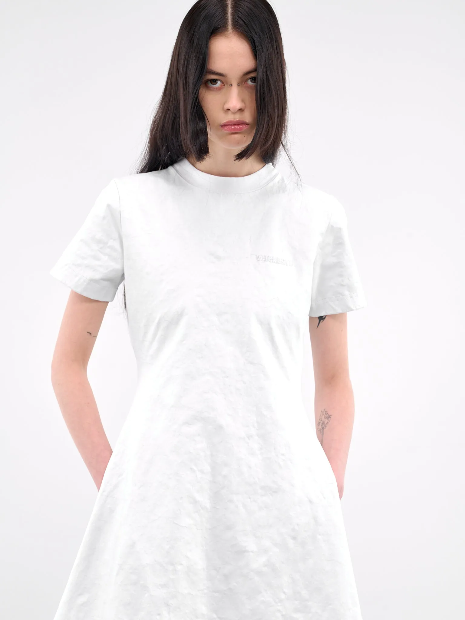 Wrinkled T-Shirt Maxi Dress (WA66DR100W-WHITE)