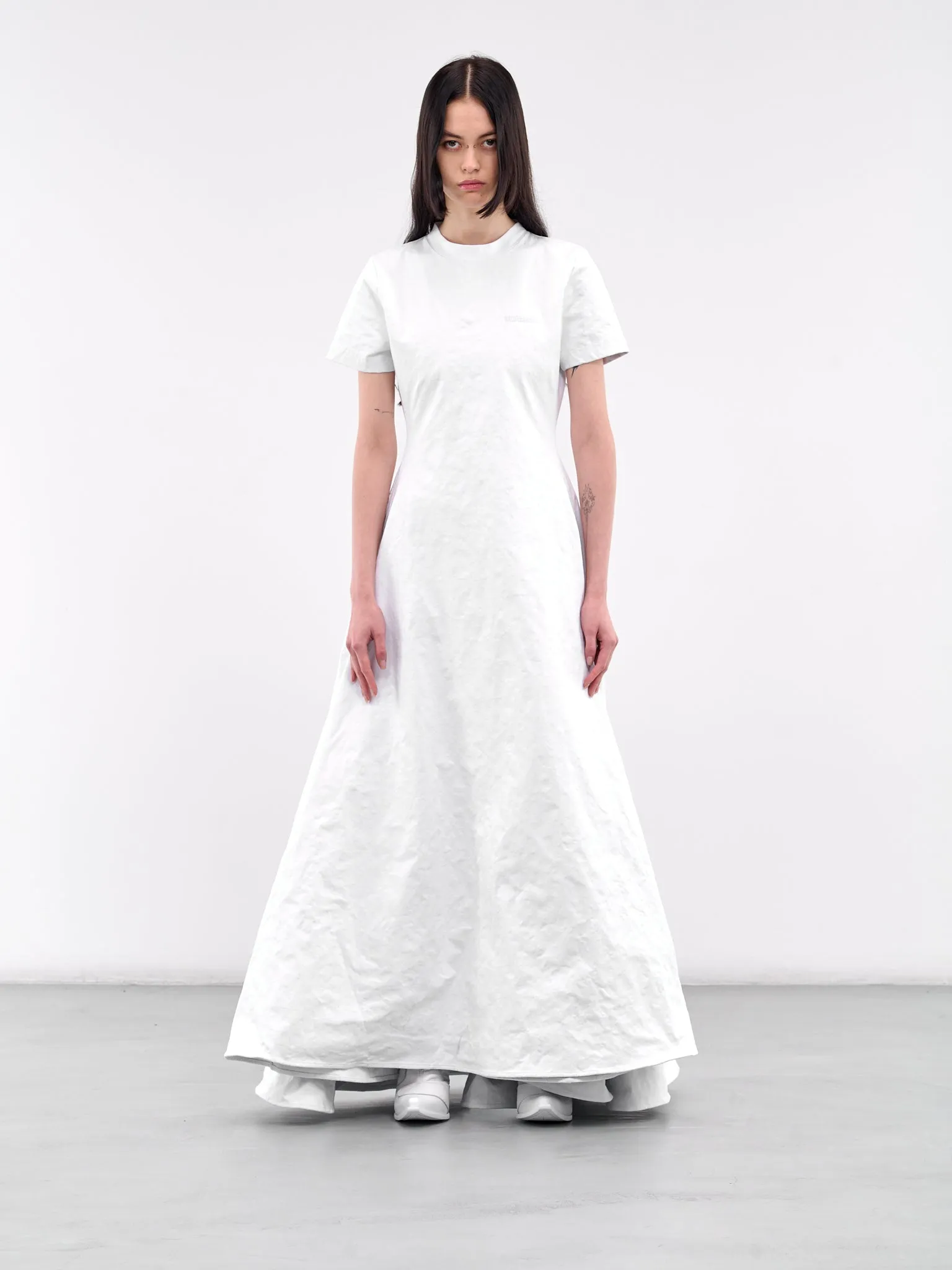 Wrinkled T-Shirt Maxi Dress (WA66DR100W-WHITE)