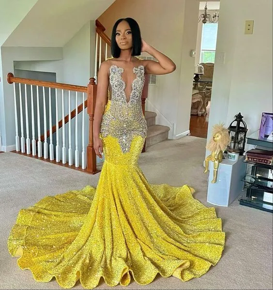 yellow mermaid long prom dresses, evening dresses,party dresses, formal dres